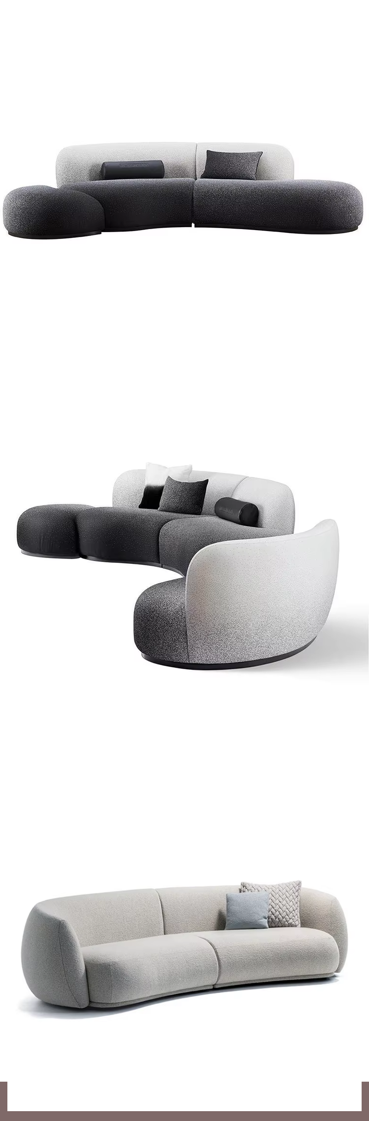 MOYI Italian VIP Waiting Room Couches Sofa Two Seat Fabric Curved Shape Sofa for Hotel Villa Home Office