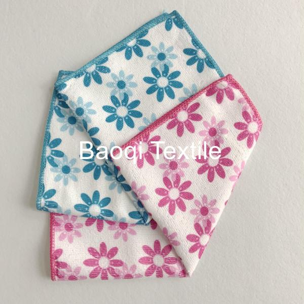 Chinese single side printed 100% poly kitchen wipes，,microfiber cake towels  kitchen cleaning cloth size 30cm*30cm