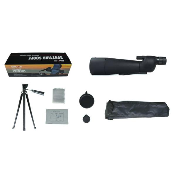 BAK4 Prism Black Telescope Straight Type Spotting Scope 22-66X80 with Tripod phone adapter for Bird Watching