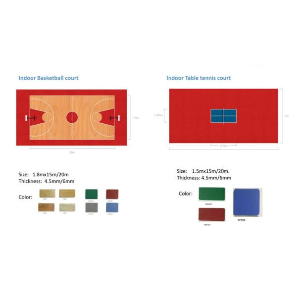 Зеленый настил винила ПВК спорт/крытый баскетбол справляясь 4.5мм до 7,2 Мм