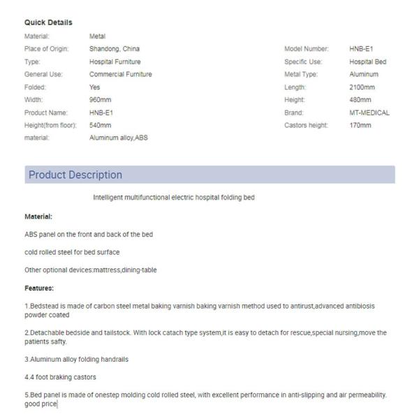 Foldable Nursing Medical Hospital Beds Multifunctional Manual For Patients