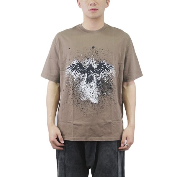 Custom Logo t Shirt 100% Cotton Stone Washing Graphic Letter Distressed Printed Short-sleeve t Shirt for Men