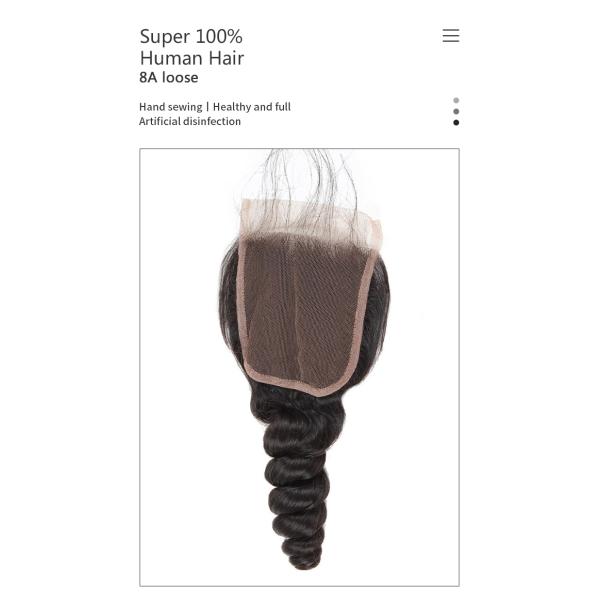 Loose Wave 35.56cm 14inch Remy Human Hair Closure Realistic Hair Line