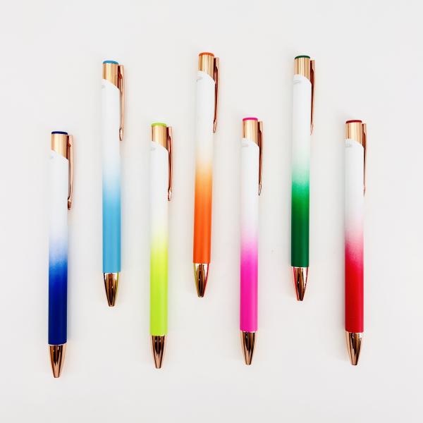 Creative Gradient Aluminum Ballpoint Pen Colorful Spray Painting 0.35mm Writing Pen