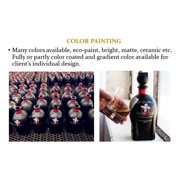 Бутылка бесцветного стекла бутылки стекла вискиа водки OEM вполне покрыла крася печатание
