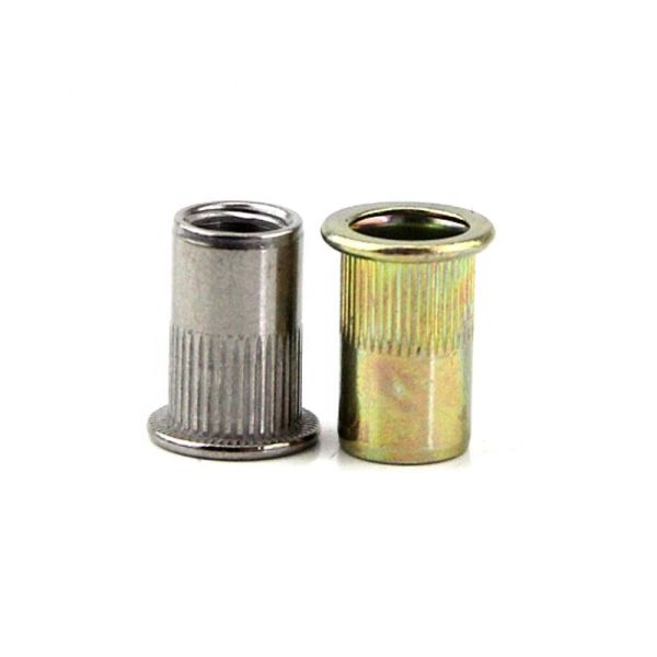 Custom Size Stainless Steel Railcar Rivet Nut Flat Head Knurled Body Zinc Plated