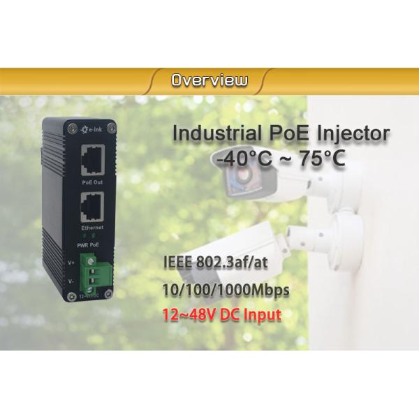 12 ~ 48 В постоянного тока для питания через Ethernet Injector Industrial 1.25G 2.5G 5G 10G PoE RJ45 Connector