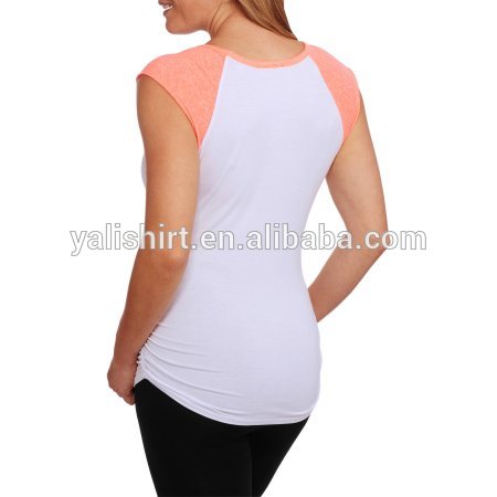 High quality womens raglan sleeves maternity tshirt custom t shirt