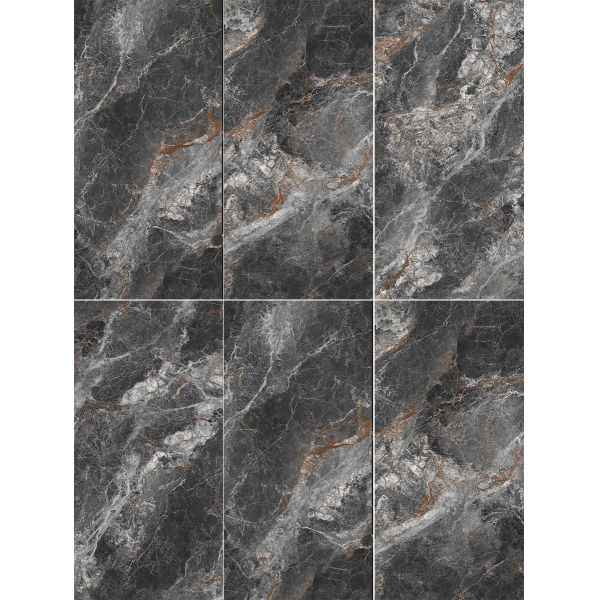 Modern 600x1200mm Porcelain Tile High-Gloss Dark Black Design for Interior Villa Wall & Floor Decoration