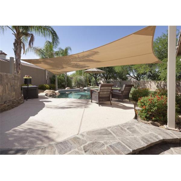 Beige Outdoor Polyester Garden Shade Sail With Different Sizes 140gsm / 160gsm