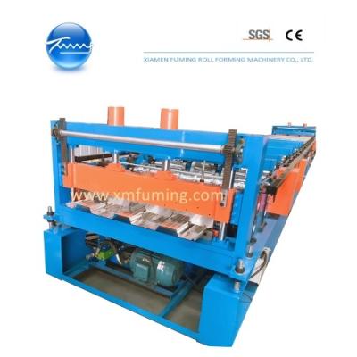 Industrial Floor Decking Roll Forming Machine Custom Hydraulic Cutting