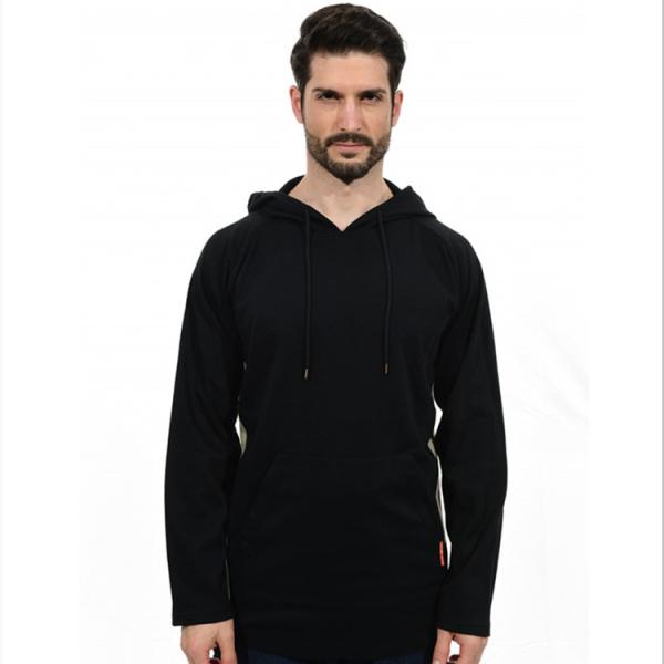 Hoodie do velo de 10oz CAT2 franco para a chama do preto do inverno dos homens - camiseta retardadora