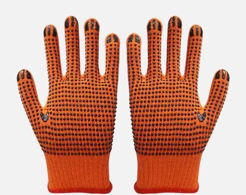 Hi Vis Orange Cotton Gloves 7 Gauge / 10 Gauge PVC Dot Gloves