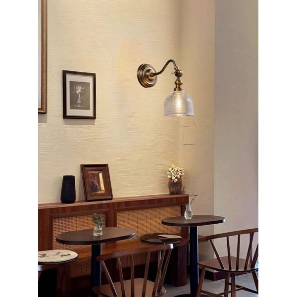 Clear Glass Indoor Parlor Bedside Stairs Hotel Lighting Old Copper Wall Lamp (WH-VR-129)