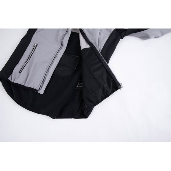 Men's Colorblock Softshell Jacket with Fleece Lined Hood and Multiple Zip Pockets
