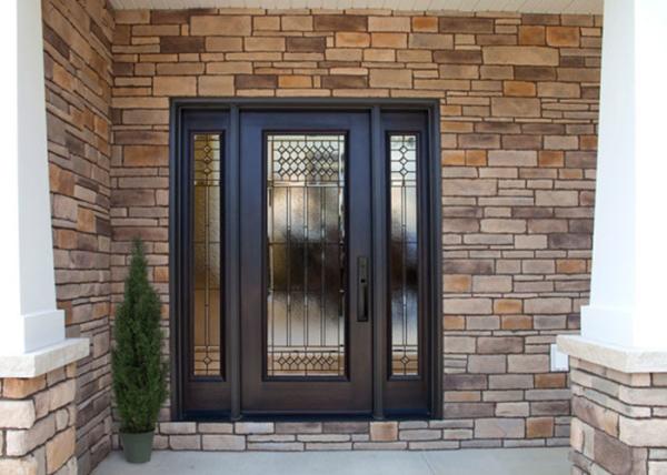 Unique Solid Wood Front Doors Villa Europe Style Single Glazed / Double Glazed Glass