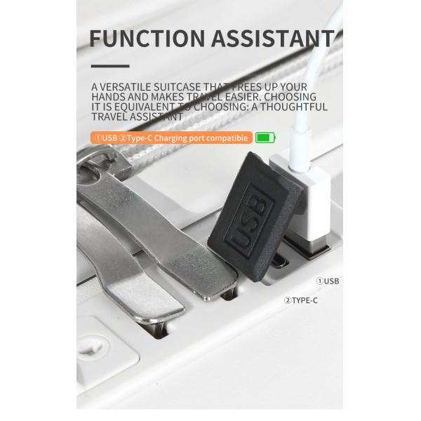 1988 hardside luggage set TSA lock spinner wheel suitcase , black ,pink ,white ,light blue USB -charging multi-functional front opening cup holder trolley case, 20/24inch Traveling Bag