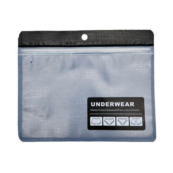 Stand Up Pouch Custom Printing Clear Window Resealable Zipper Bags with Hang Hole Heat Sealing Perfect Underwear Towel Mask