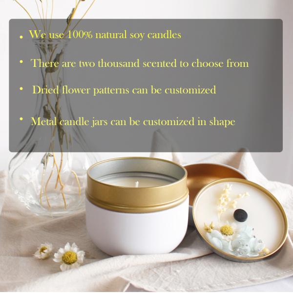 Dry Flower Metal Candle Holder Decorative Scented Candles Aroma Scented Candles For Bedroom