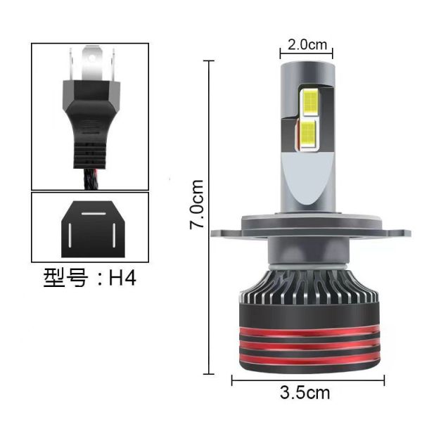 M8 Pro H4 LED Headlight High Power Dual Beam Copper Cooling Spotlight IP68 Universal Fit