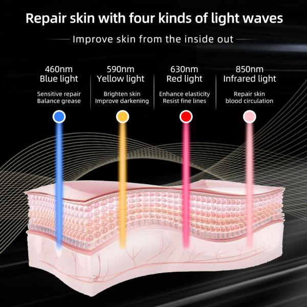 4 Color Light Silicone LED Light Face Therapy Mask for Acne Treatment Energy 46mv/cm2
