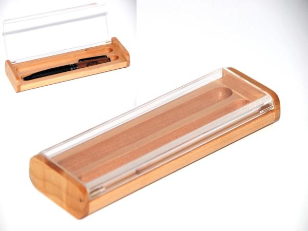 B0404M Maple bottom acrylic top lid wood pen box