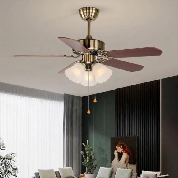 Ventilateur de plafond décoratif avec éclairage, 5 pales, restaurant, 220V