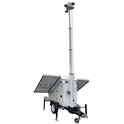 Reboque móvel de vigilância solar, reboque de câmaras de vigilância solar para monitorização de edifícios comerciais
