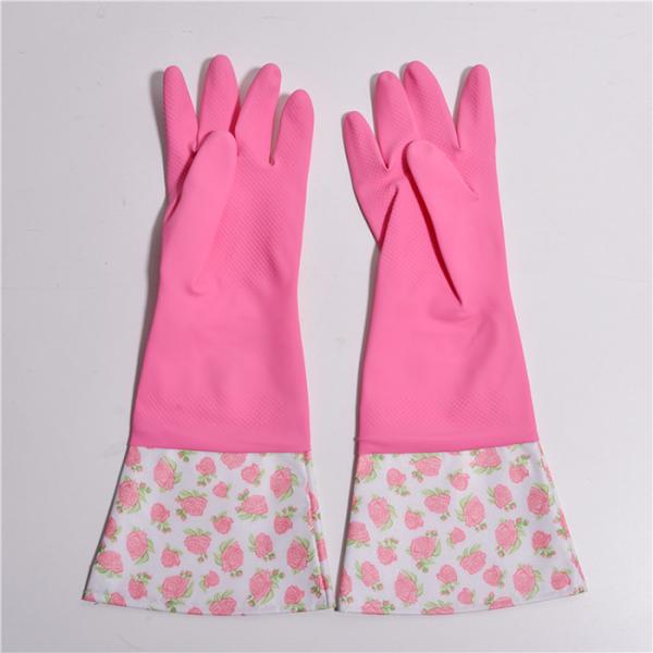 Перчатки розового прочного рукава Houseohld дополнительного длинного резиновые для Dishwaashing