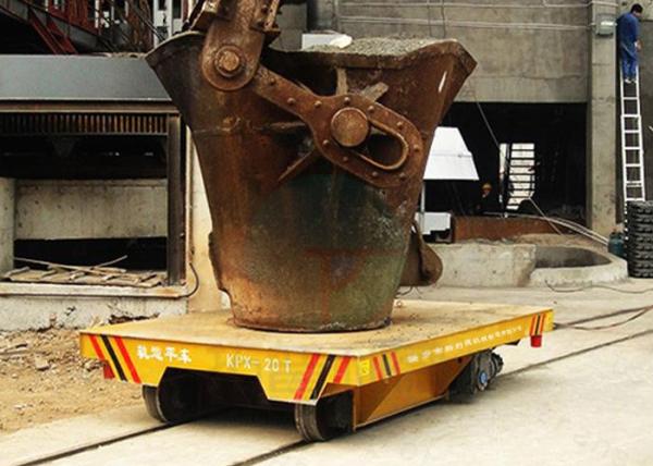 100t Aluminum Scrap Bucket Trolley On Rail Casting Ladles Transfer Cart For Steel Plant
