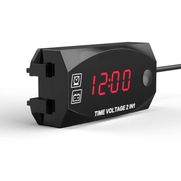 IP67 Digital Calibrate Led Motorcycle Volt Meter 120cm Wire Length