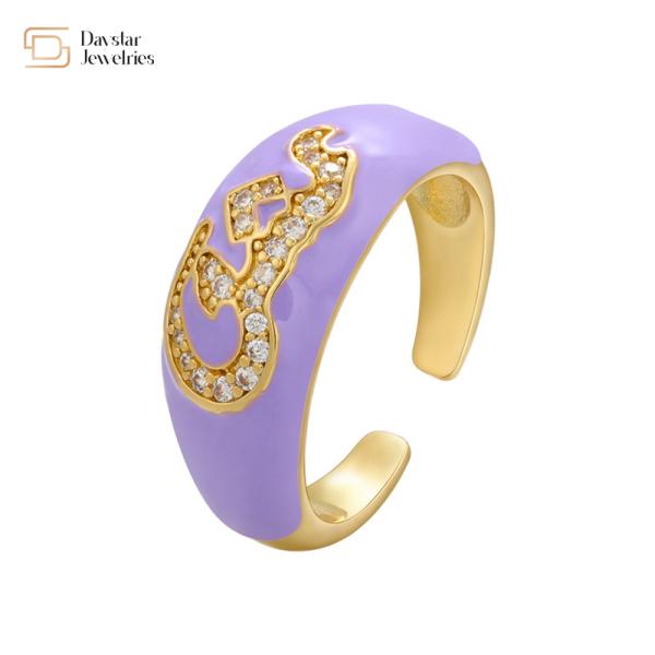 Кольца эмали изготовленного на заказ имени циркона колец письма диаманта коренастого красочные