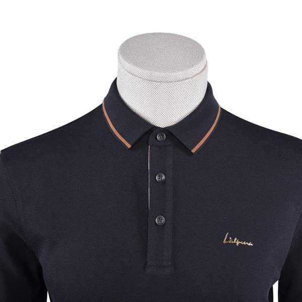 Men'S Quick Dry Cotton Polo Shirt With Stand Up Collar And Green Printing