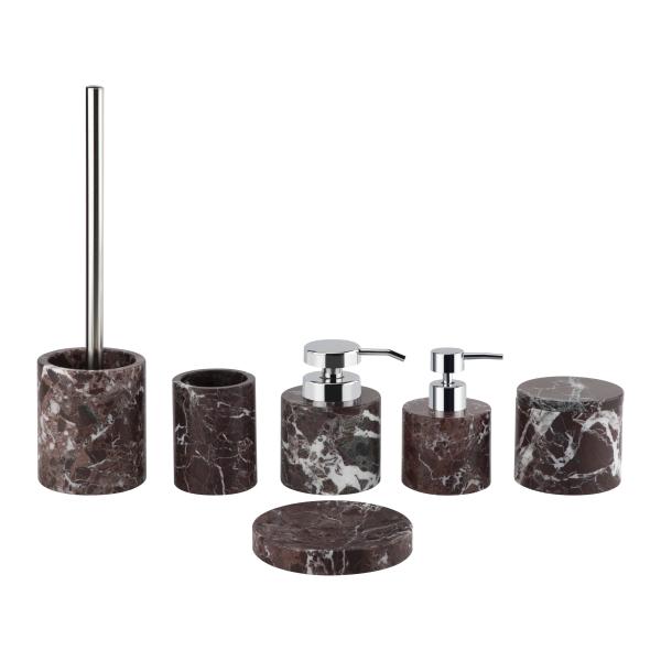 Acessórios de banheiro de mármore roxo conjunto redondo Dispensador de sabão de mão de mármore veias brancas
