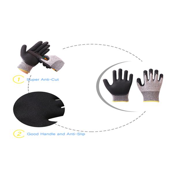 HPPE Shell Black Anti Cut Work Gloves Unisex Gender Superior Abrasion Resistance