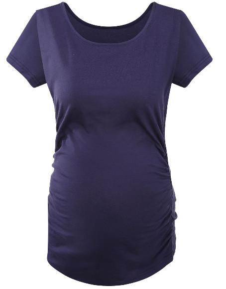 Scoop Neck Short Sleeve Maternity T Shirt / White Maternity Wear Tops Soft