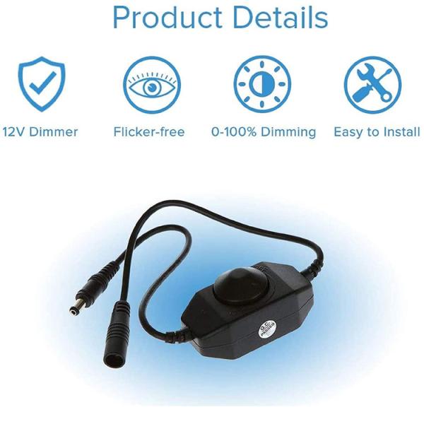 12V 24V Led Table Lamp Strip Rope Lights Male to Female Led Dimmer Switch Remote Controller
