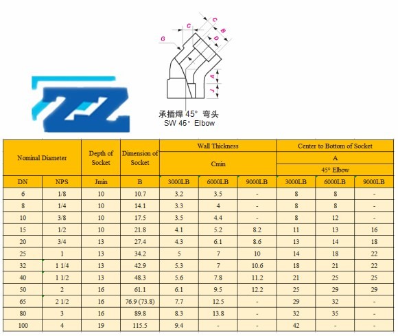 Socket Weld Steel Pipe Elbow 45 Degree 2