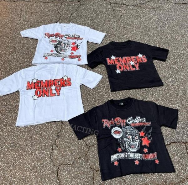 Hip Hop Dtg Impressão Cortada T-Shirt Gráfico T-Shirt Crew Neck Acid Wash Sol Desbotado T-Shirt Angustiado