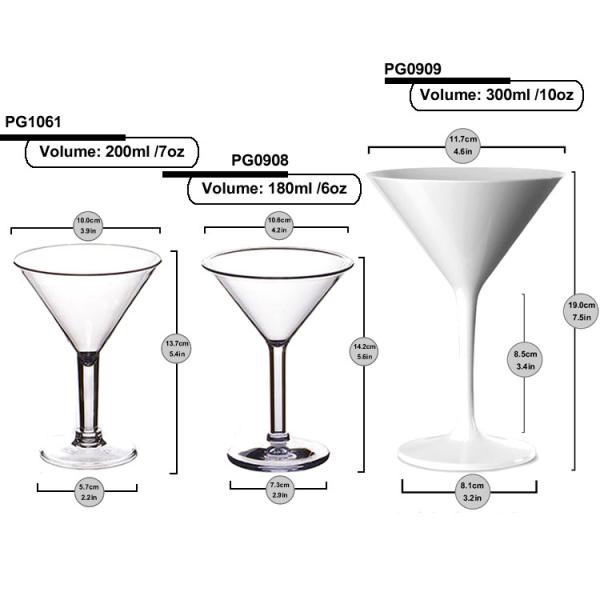 Mini 10oz Plastic Martini Glasses For Appetizers Desserts Food Safe