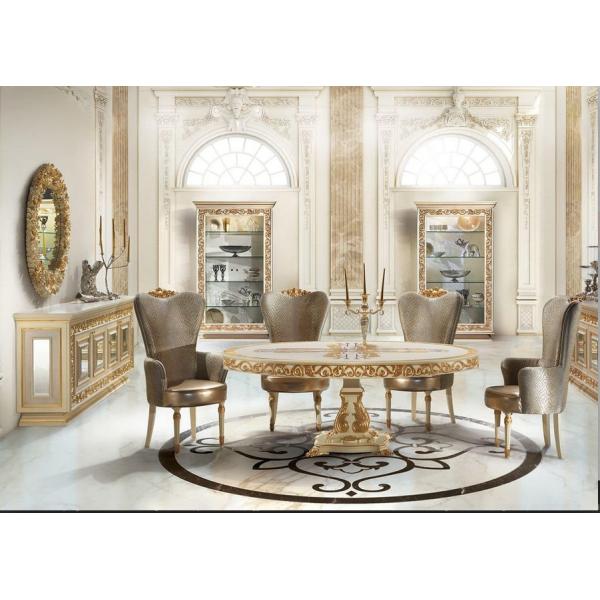 Modern Luxury Style Dining Room Furniture White Round Top Dining Table Set