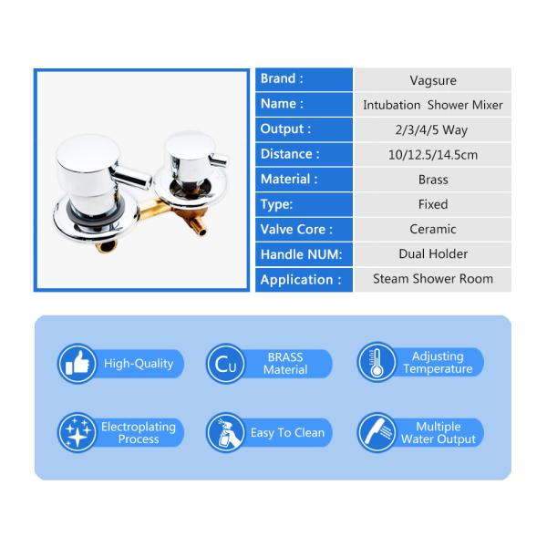 Brass Material Shower Mixer Valve , Hot Cold Mixing Valve With 2 / 3 / 4 / 5 Outlet
