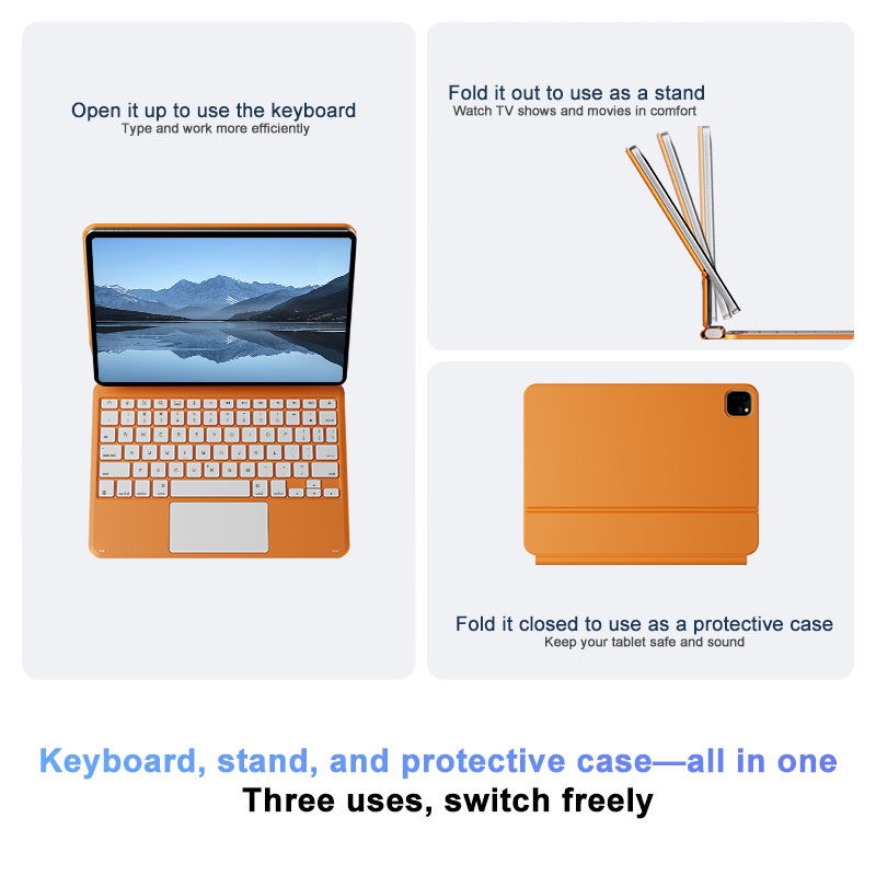 Spill-Proof Aluminum Alloy Glass Trackpad Magnetic Keyboard Case for iPad iPad Pro 11