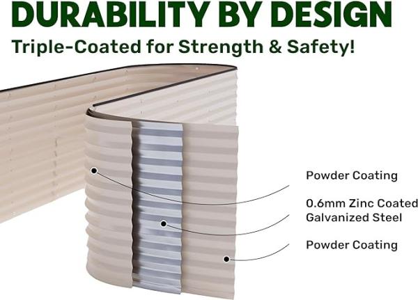 3.4x3.4x2.6Ft Outdoor Galvanized Raised Garden Boxes Large Deep Root Planter Box