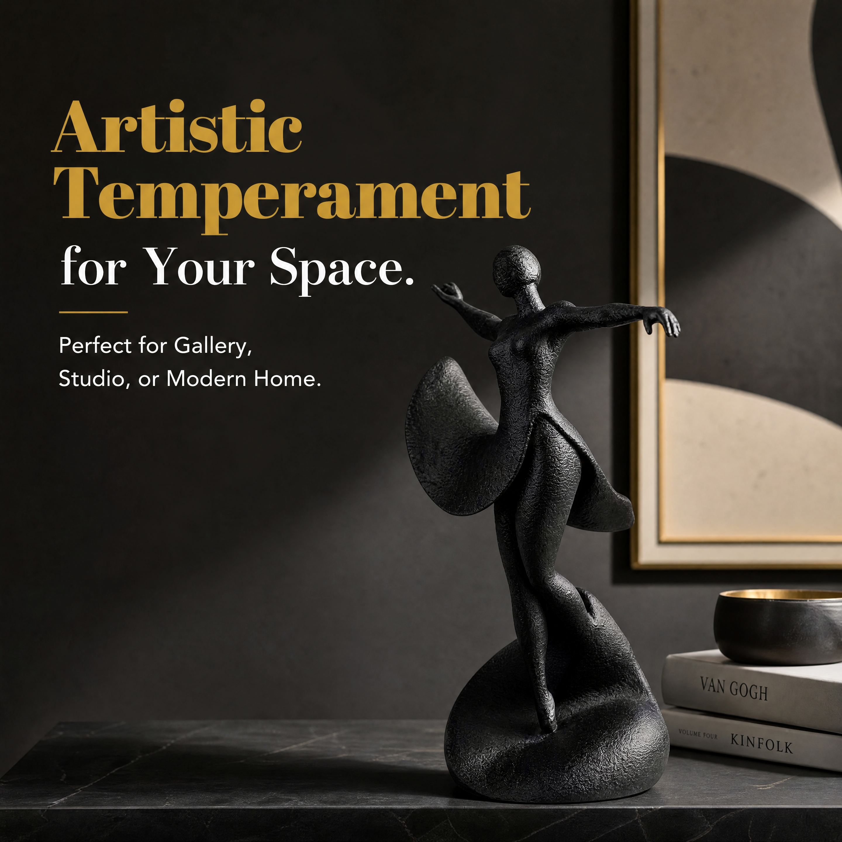 Abstract Dancing Woman Sculpture 3D Printed Art Ornament for Tabletop Interior Decoration
