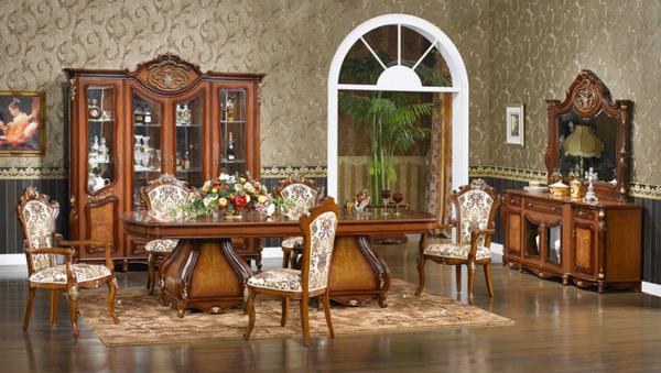 Round Luxury Wood Dining Room Sets 1.2m 1.3m 1.5m Table