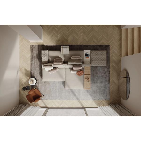 Practical Sectional Double-Sided Fabric Sofa For Multipurpose Large Space