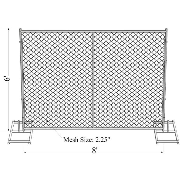 chain mesh temporary construction fence 8ft x 12ft mesh 2-3/8 inch mesh opening x 11.5 gauge wire