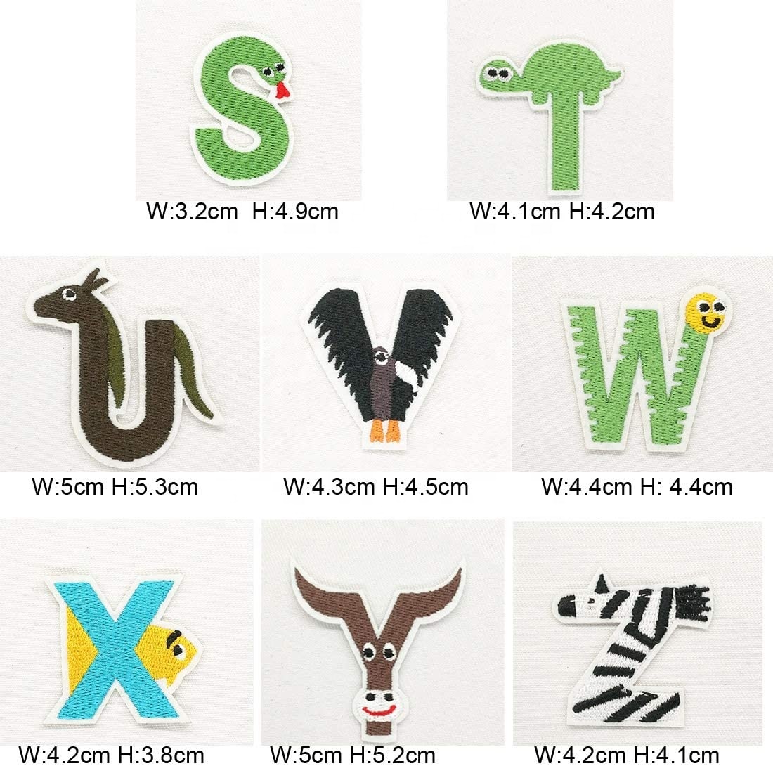 Custom DIY Animal Letters Embroidery Patch Iron-On Backing Canvas Fabric PVC Plastic for Clothing & Hat Wholesale