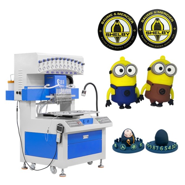 Automatic 12 Colors 2D 3D Silicone PVC Patch Dripping Filling Dispensing Machine for Making Trademark Logo